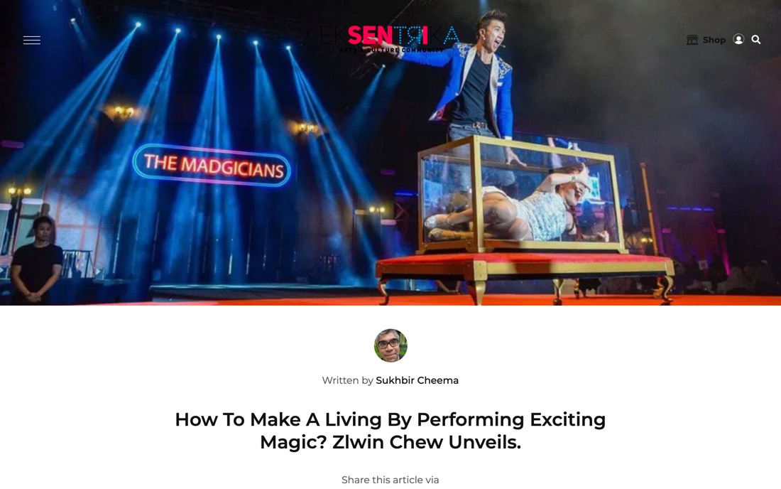 The Eksentrika article about Zlwin Chew